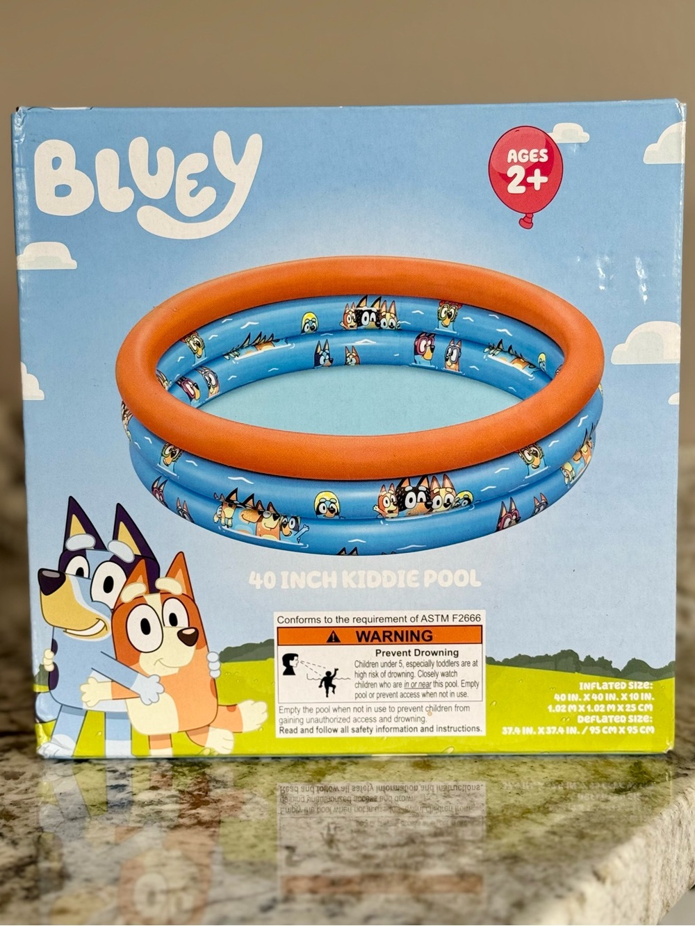 40-Inch Bluey Kids Inflatable Pool — Blue & Orange